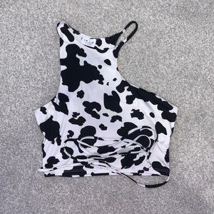 NWOT cow print halter crop tank